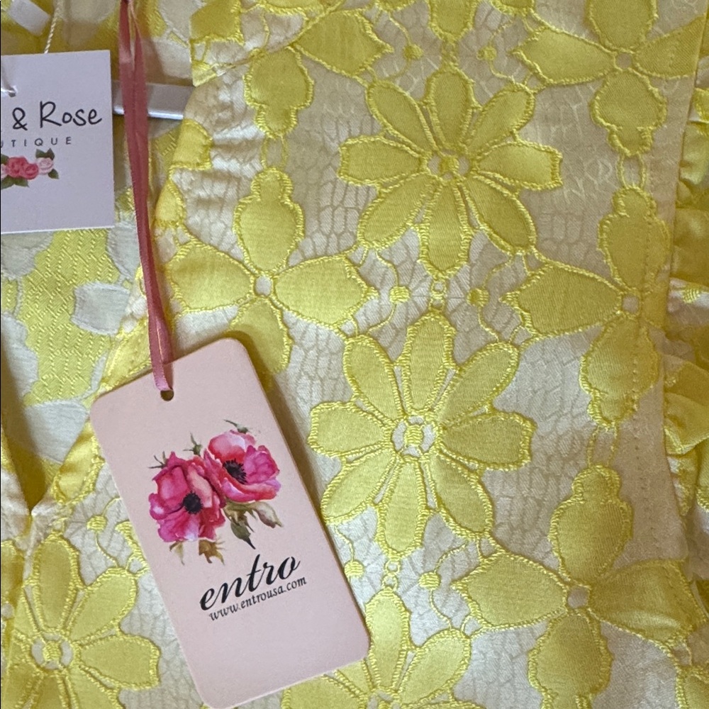 Entro New Yellow Floral Ruffle Peplum Top - Picture 8 of 8